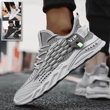 Men's Sneakers Flyknit Shoes Running Walking Sporty Casual Outdoor Daily Mesh Breathable Comfortable Slip Resistant Lace-up Black White Grey Summer