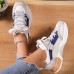 Women's Sneakers Platform Sneakers Dad Shoes Comfort Shoes Outdoor Work Leopard Winter Hidden Heel Round Toe Sporty PU Lace-up Red Dark Blue