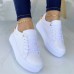 Women's Sneakers Plus Size Platform Sneakers Daily Solid Colored Platform Round Toe Casual Minimalism PU Leather Lace-up Black White Brown