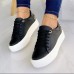 Women's Sneakers Plus Size Platform Sneakers Daily Solid Colored Platform Round Toe Casual Minimalism PU Leather Lace-up Black White Brown