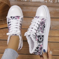 Women's Sneakers Canvas Shoes Animal Print Plus Size Canvas Shoes Halloween Daily 3D Summer Lace-up Flat Heel Round Toe Casual Comfort Preppy Canvas Lace-up Black Yellow Pink