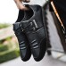 Men's Sneakers Moccasin Comfort Shoes Casual Outdoor Daily Faux Leather Breathable Elastic Band Black White Fall