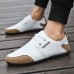 Men's Sneakers Moccasin Comfort Shoes Casual Outdoor Daily Faux Leather Breathable Elastic Band Black White Fall