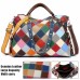 Women's Handbag Crossbody Bag Boston Bag Cowhide Daily Holiday Rivet Zipper Large Capacity Durable Color Block Patchwork Rainbow