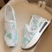 Women's Sneakers Plus Size Platform Sneakers Slip-on Sneakers Daily Summer Cut Out Embroidery Platform Wedge Heel Round Toe Casual Walking Shoes Faux Leather Loafer Embroidered Pink Green