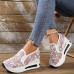 Women's Sneakers Plus Size Platform Sneakers Slip-on Sneakers Daily Summer Cut Out Embroidery Platform Wedge Heel Round Toe Casual Walking Shoes Faux Leather Loafer Embroidered Pink Green