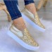 Women's Sneakers Bling Bling Shoes Plus Size Slip-on Sneakers Daily Sequin Flat Heel Round Toe Casual Glitter Loafer Black Golden Brown