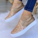 Women's Sneakers Bling Bling Shoes Plus Size Slip-on Sneakers Daily Sequin Flat Heel Round Toe Casual Glitter Loafer Black Golden Brown