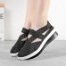 Women's Sneakers Slip-Ons Height Increasing Shoes Platform Sneakers Outdoor Daily Braided Summer Flat Heel Round Toe Sporty Casual Elastic Fabric Loafer Black / Silver Black Grey