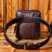 Men's Crossbody Bag Fanny Pack Belt Bag Cowhide Office Daily Zipper Solid Color Coffee