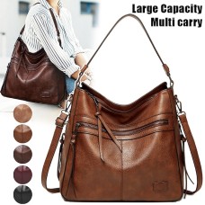 Women's Crossbody Bag Tote Shoulder Bag Hobo Bag PU Leather Outdoor Daily Holiday Zipper Large Capacity Waterproof Durable Solid Color Brown spot Date red Black