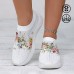 Women's Floral Graphic Printed Rhinestones Soft and Lightweight Slip-on Flying Woven Sneakers