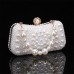 Women's Clutch Evening Bag Coin Purse Leather Party Beach Pearls Chain Solid Color Geometric White Beige