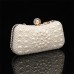 Women's Clutch Evening Bag Coin Purse Leather Party Beach Pearls Chain Solid Color Geometric White Beige