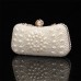 Women's Clutch Evening Bag Coin Purse Leather Party Beach Pearls Chain Solid Color Geometric White Beige