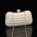 Women's Clutch Evening Bag Coin Purse Leather Party Beach Pearls Chain Solid Color Geometric White Beige