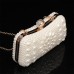 Women's Clutch Evening Bag Coin Purse Leather Party Beach Pearls Chain Solid Color Geometric White Beige