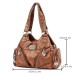 Women's Shoulder Bag Hobo Bag PU Leather Daily Rivet Zipper Solid Color Vintage Black Wine Brown