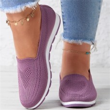 Women's Sneakers Slip-Ons Comfort Shoes Daily Walking Solid Color Summer Flat Heel Round Toe Casual Comfort Minimalism Walking Elastic Fabric Loafer Black Red Purple