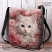 Women's Crossbody Bag Shoulder Bag Fluffy Bag Polyester Shopping Daily Holiday Print Large Capacity Lightweight Durable Cat Flowers Pink Blue Purple