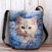 Women's Crossbody Bag Shoulder Bag Fluffy Bag Polyester Shopping Daily Holiday Print Large Capacity Lightweight Durable Cat Flowers Pink Blue Purple