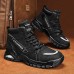 Men's Boots Work Boots Walking Casual Daily Leather Comfortable Booties / Ankle Boots Loafer Black Khaki Gray Spring Fall