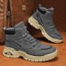 Men's Boots Work Boots Walking Casual Daily Leather Comfortable Booties / Ankle Boots Loafer Black Khaki Gray Spring Fall