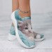 Women's Sneakers Slip-Ons Print Shoes Animal Print Flyknit Shoes Outdoor Daily Cat 3D Flat Heel Fashion Casual Tissage Volant Pink Blue Green