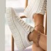 Women's Sneakers Plus Size Canvas Shoes Platform Sneakers Daily Solid Color Solid Colored Summer Platform Flat Heel Round Toe Sporty Casual Minimalism Walking Canvas Black / White White / Purple Black