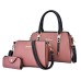 Women's Bag Set PU Leather Office Zipper Large Capacity Solid Color Black Yellow Pink