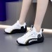 Women's Sneakers White Shoes Platform Sneakers Dad Shoes Outdoor Daily Lace-up Platform Round Toe Sporty Casual Walking Faux Leather Lace-up Black / White Black Red