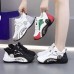 Women's Sneakers White Shoes Platform Sneakers Dad Shoes Outdoor Daily Lace-up Platform Round Toe Sporty Casual Walking Faux Leather Lace-up Black / White Black Red