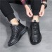 Men's Sneakers Comfort Shoes Casual Daily Faux Leather Warm Breathable Lace-up Black Brown Fall Winter