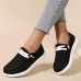 Women's Sneakers Slip-Ons Canvas Shoes Plus Size Comfort Shoes Outdoor Daily Solid Color Flat Heel Square Toe Classic Casual Minimalism Walking Satin Elastic Band Leopard Black White