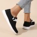 Women's Sneakers Slip-Ons Canvas Shoes Plus Size Comfort Shoes Outdoor Daily Solid Color Flat Heel Square Toe Classic Casual Minimalism Walking Satin Elastic Band Leopard Black White