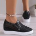 Women's Sneakers Slip-Ons Wedge Heels Height Increasing Shoes Platform Sneakers Daily Solid Color Galaxy Glow in the Dark Rhinestone Wedge Heel Hidden Heel Round Toe Fashion Sporty Casual Walking Mesh