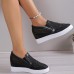 Women's Sneakers Slip-Ons Wedge Heels Height Increasing Shoes Platform Sneakers Daily Solid Color Galaxy Glow in the Dark Rhinestone Wedge Heel Hidden Heel Round Toe Fashion Sporty Casual Walking Mesh