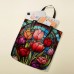 Women's Tote Shoulder Bag Canvas Tote Bag Polyester Shopping Daily Holiday Print Large Capacity Foldable Lightweight Flowers Pink Red Purple