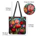 Women's Tote Shoulder Bag Canvas Tote Bag Polyester Shopping Daily Holiday Print Large Capacity Foldable Lightweight Flowers Pink Red Purple