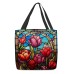 Women's Tote Shoulder Bag Canvas Tote Bag Polyester Shopping Daily Holiday Print Large Capacity Foldable Lightweight Flowers Pink Red Purple