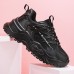 Women's Sneakers Plus Size Platform Sneakers Outdoor Daily Color Block Summer Platform Round Toe Fashion Sporty Casual Walking PU Lace-up Black White Pink