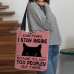 Women's Tote Shoulder Bag Canvas Tote Bag Polyester Outdoor Shopping Daily Print Large Capacity Foldable Lightweight Cat Letter Yellow Pink Blue