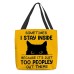 Women's Tote Shoulder Bag Canvas Tote Bag Polyester Outdoor Shopping Daily Print Large Capacity Foldable Lightweight Cat Letter Yellow Pink Blue