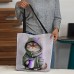 Women's Tote Shoulder Bag Canvas Tote Bag Polyester Shopping Daily Holiday Print Large Capacity Foldable Lightweight Cat Red Purple Orange