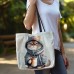 Women's Tote Shoulder Bag Canvas Tote Bag Polyester Shopping Daily Holiday Print Large Capacity Foldable Lightweight Cat Red Purple Orange