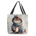 Women's Tote Shoulder Bag Canvas Tote Bag Polyester Shopping Daily Holiday Print Large Capacity Foldable Lightweight Cat Red Purple Orange