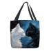 Women's Tote Shoulder Bag Canvas Tote Bag Polyester Shopping Daily Holiday Print Large Capacity Foldable Lightweight Cat Navy Blue Royal Blue Blue