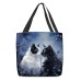 Women's Tote Shoulder Bag Canvas Tote Bag Polyester Shopping Daily Holiday Print Large Capacity Foldable Lightweight Cat Navy Blue Royal Blue Blue