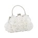 Women's Evening Bag Satin Wedding Party Event / Party Flower Floral Print Black White Silver