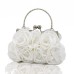 Women's Evening Bag Satin Wedding Party Event / Party Flower Floral Print Black White Silver